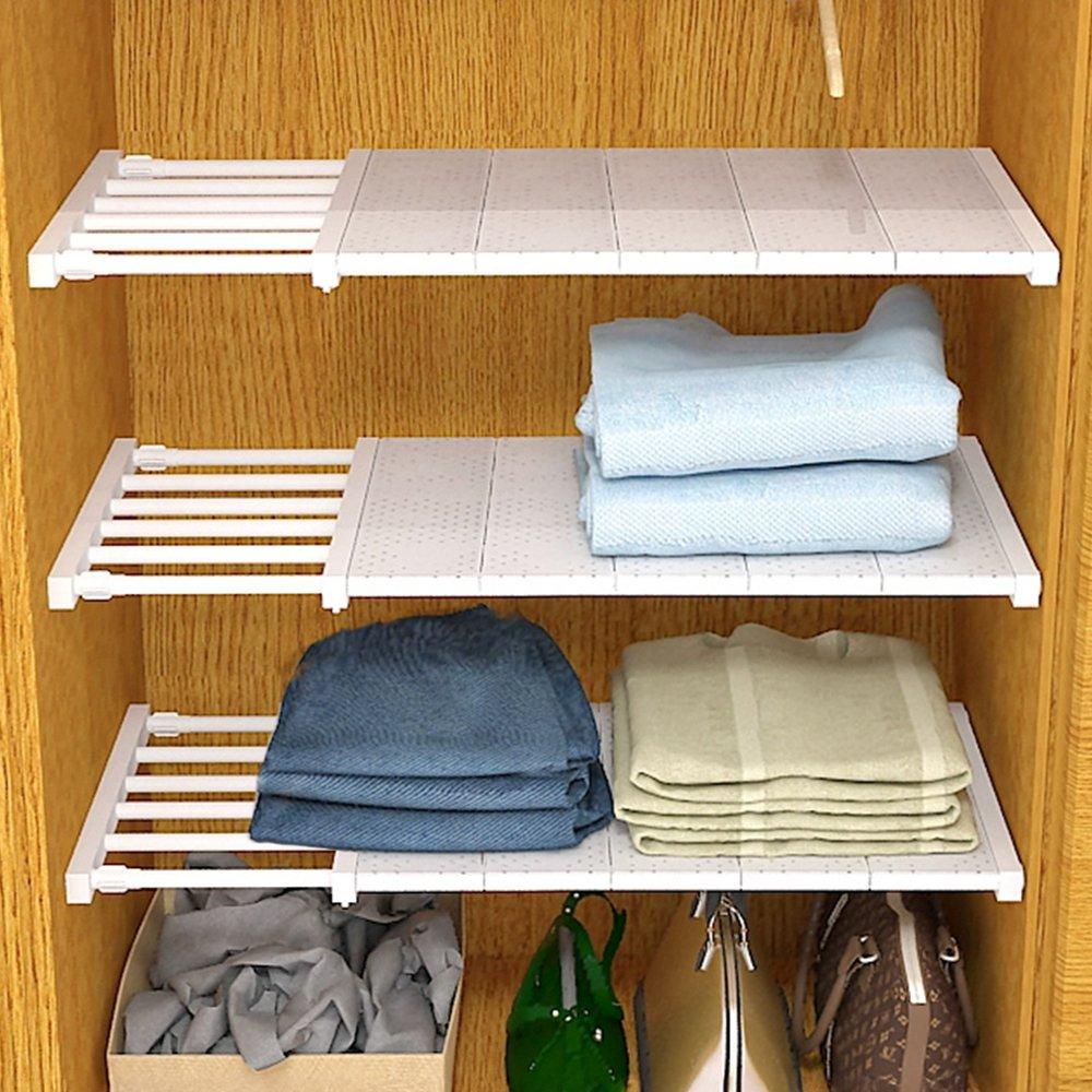 White2 - LIFE IDEAS - 2/3pcs Expandable Closet Tension Shelf Rod and Sto - 4