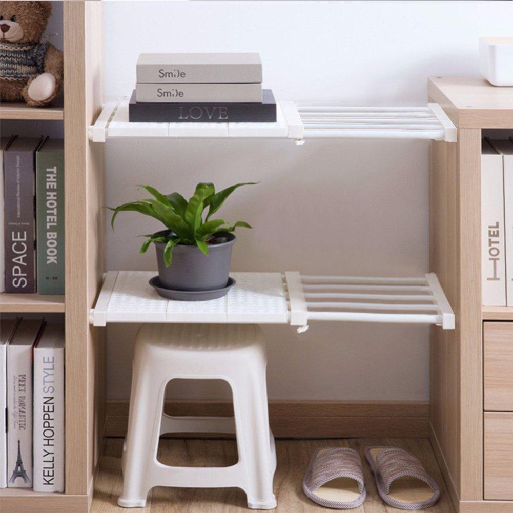 White2 - LIFE IDEAS - 2/3pcs Expandable Closet Tension Shelf Rod and Sto - 8