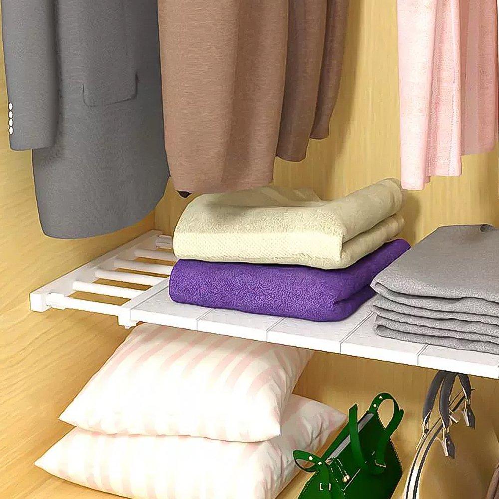 White2 - LIFE IDEAS - 2/3pcs Expandable Closet Tension Shelf Rod and Sto - 9