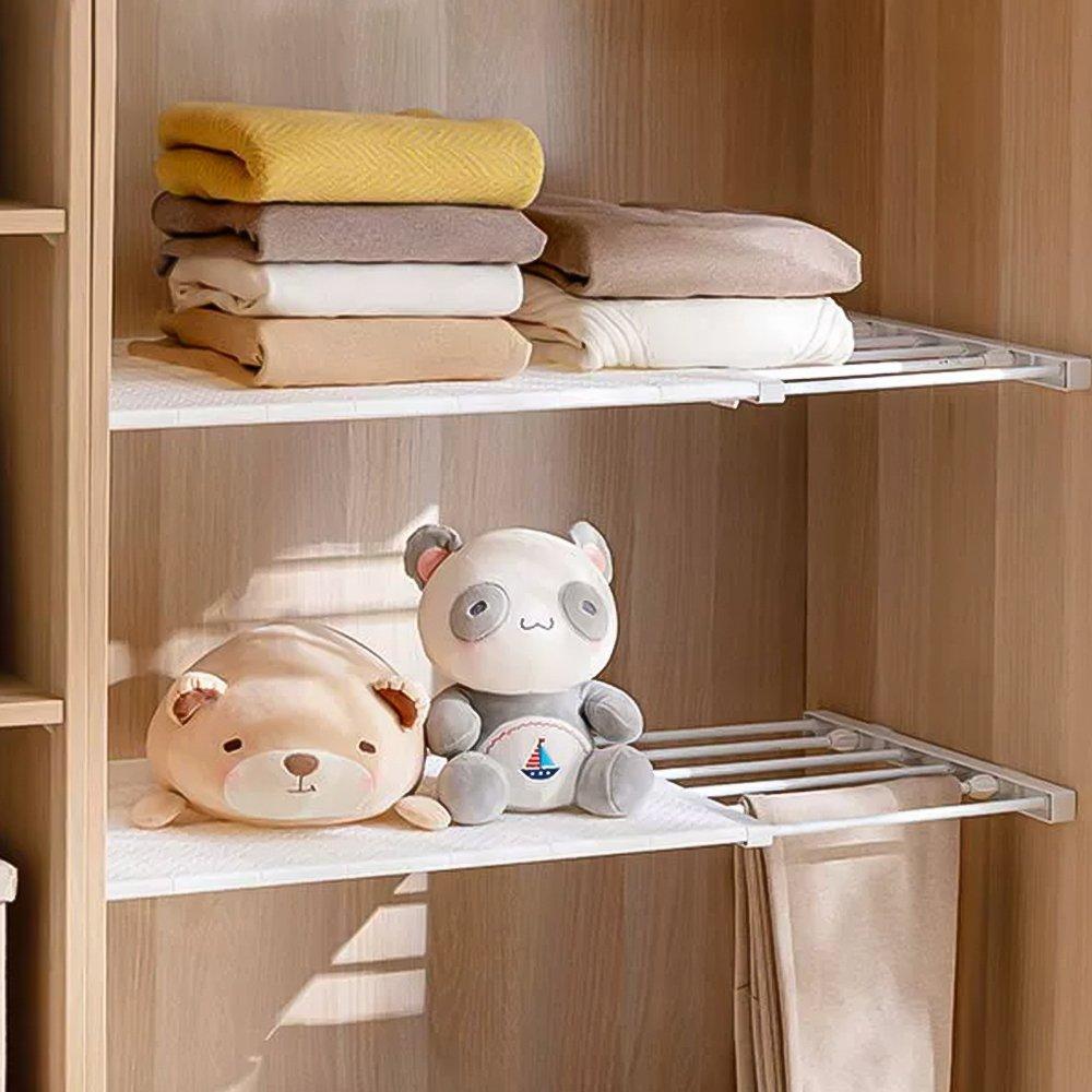 2/3pcs Expandable Closet Tension Shelf Rod and Sto