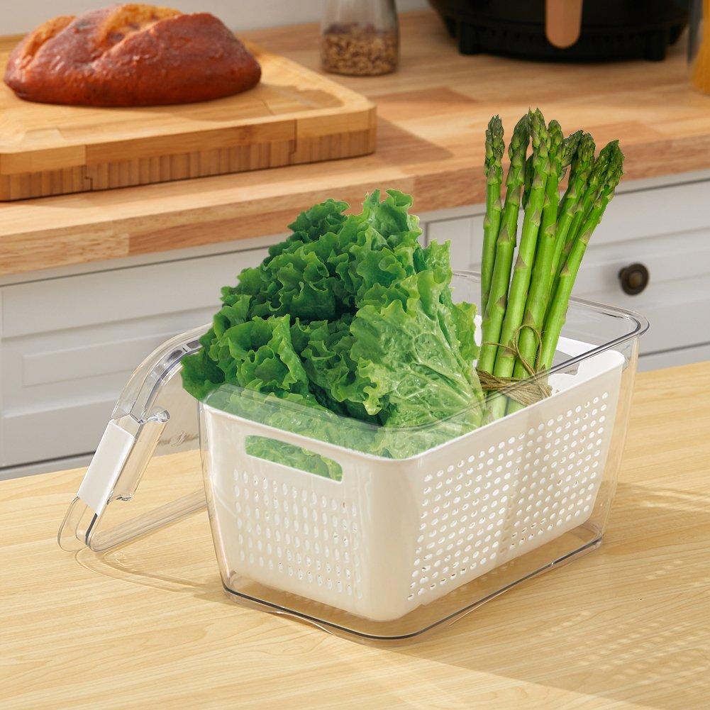 Life Ideas  2Pcs Fridge Storage Container With Removable Colan - White