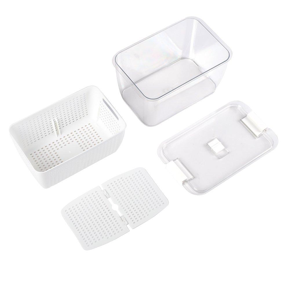 White - LIFE IDEAS - 2pcs Fridge Storage Container with Removable Colan - 11