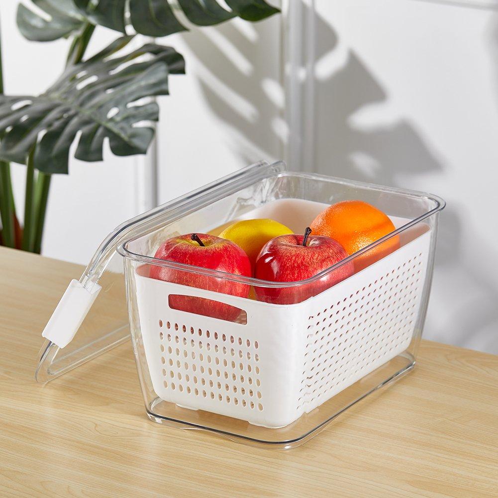 White - LIFE IDEAS - 2pcs Fridge Storage Container with Removable Colan - 13