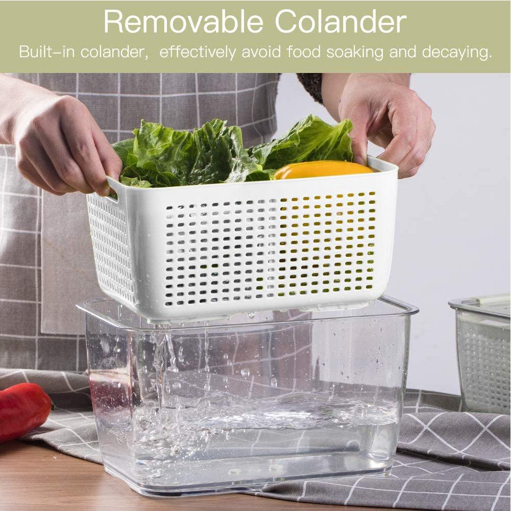 White - LIFE IDEAS - 2pcs Fridge Storage Container with Removable Colan - 15