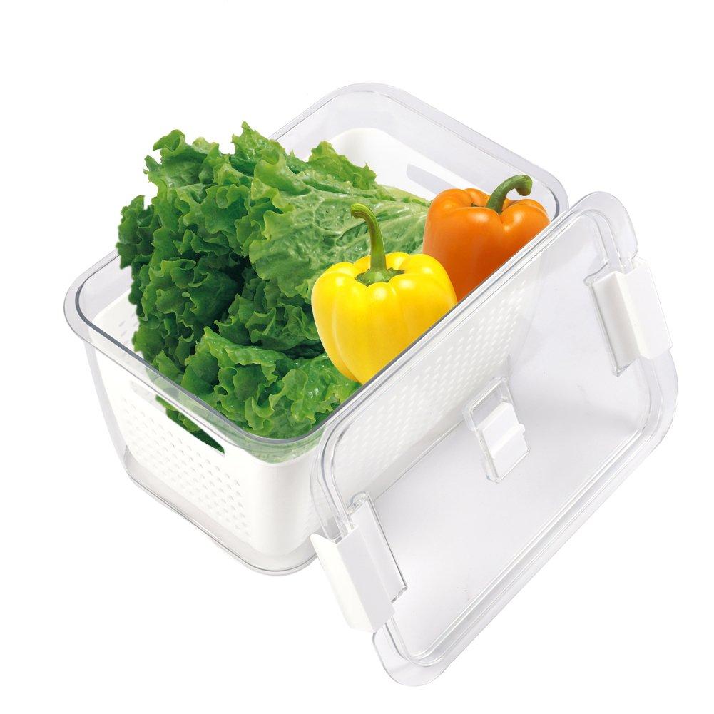 White - LIFE IDEAS - 2pcs Fridge Storage Container with Removable Colan - 16