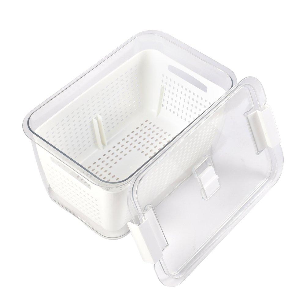 White - LIFE IDEAS - 2pcs Fridge Storage Container with Removable Colan - 6