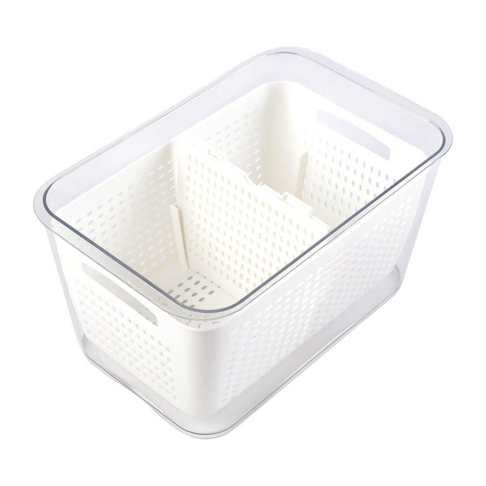 White - LIFE IDEAS - 2pcs Fridge Storage Container with Removable Colan - 10