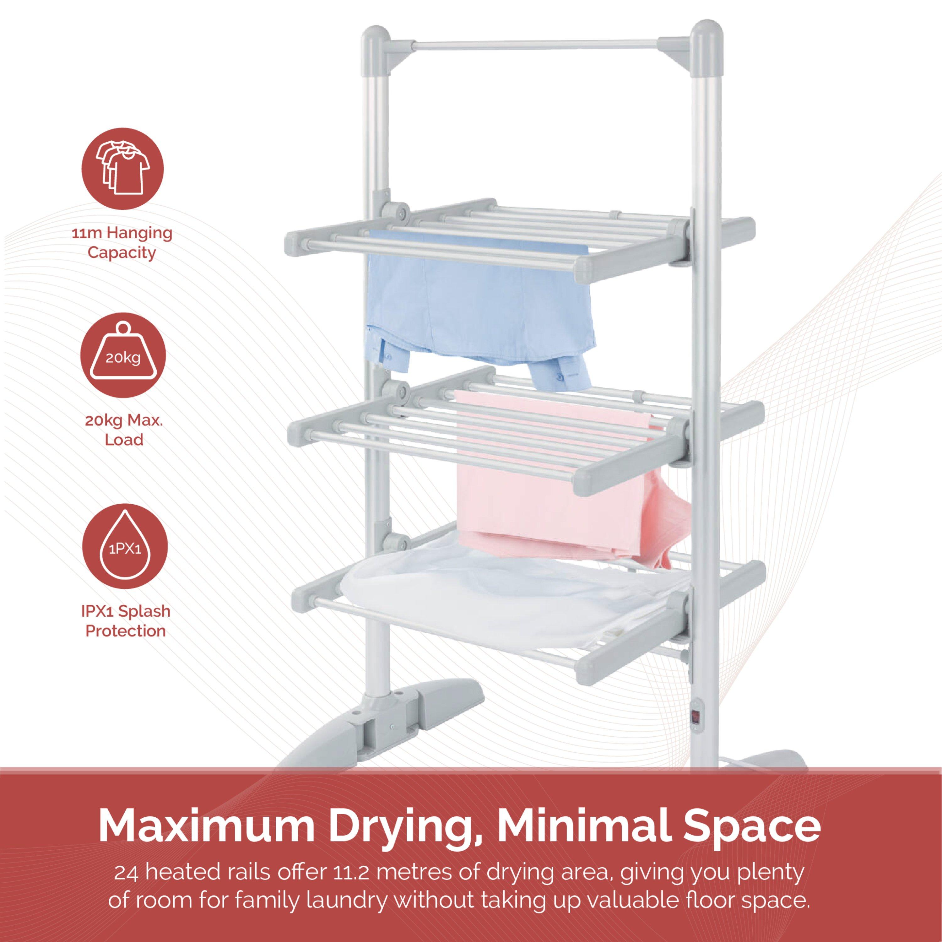 White - Rediffusion - Ultra Compact Heated Clothes Airer Wit - 5