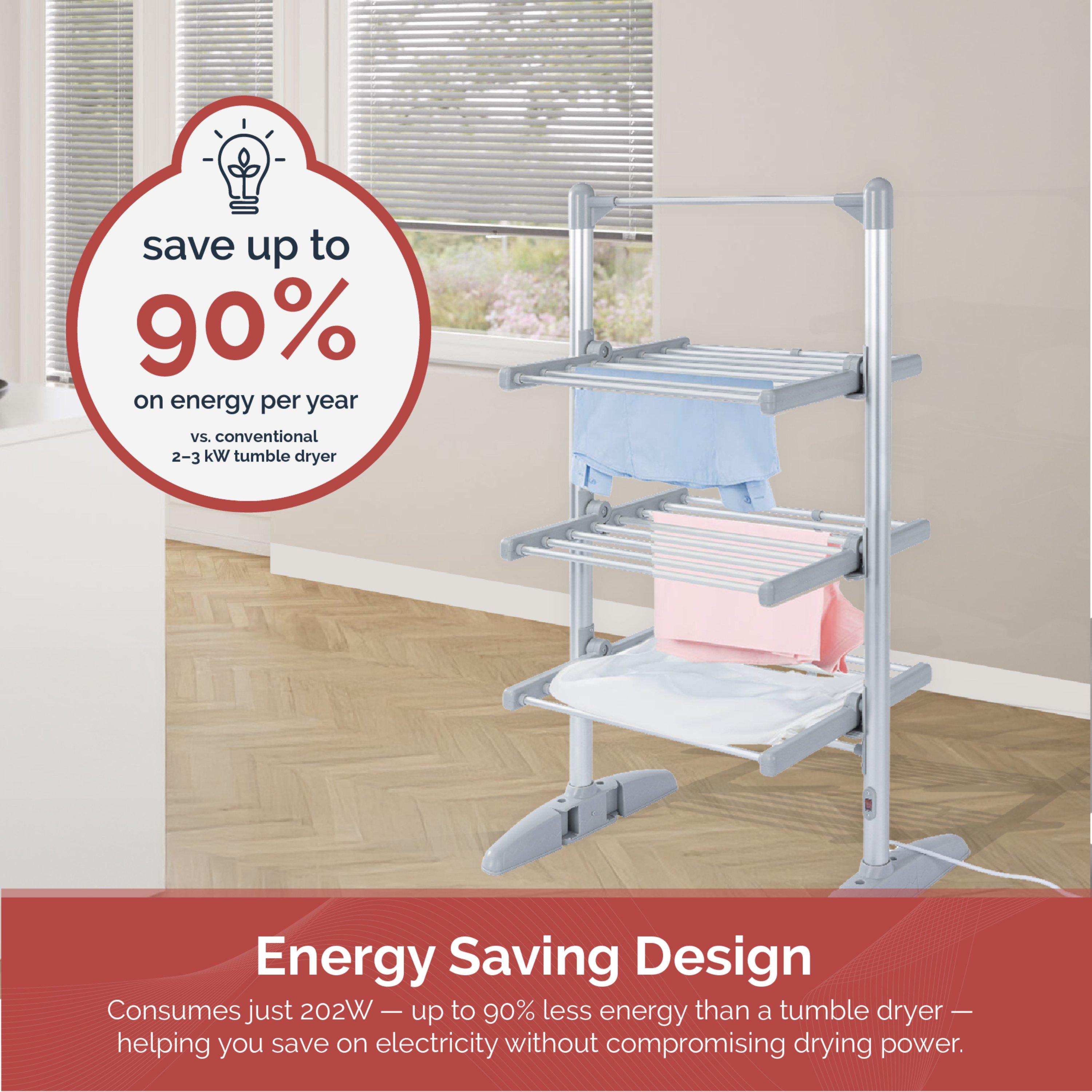 White - Rediffusion - Ultra Compact Heated Clothes Airer Wit - 6