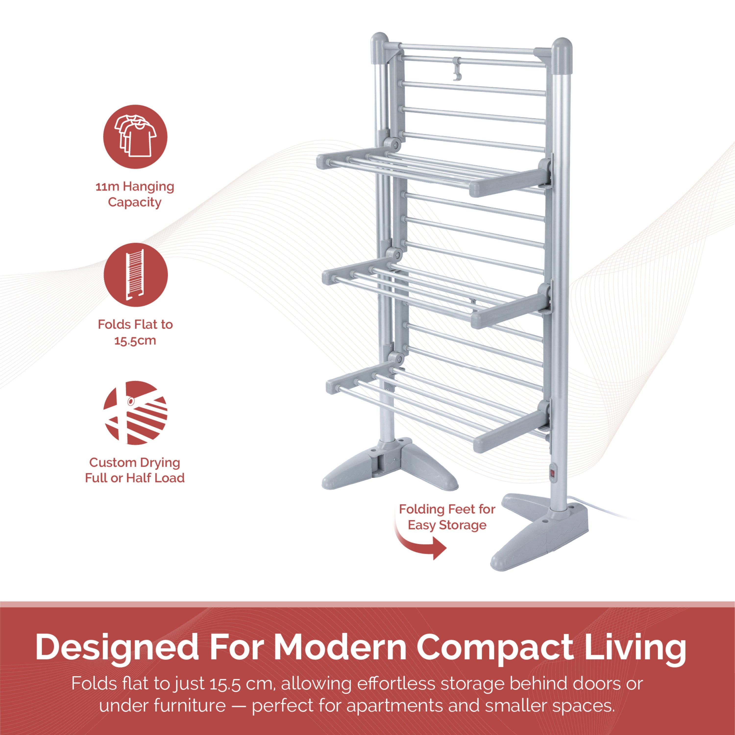 White - Rediffusion - Ultra Compact Heated Clothes Airer Wit - 7