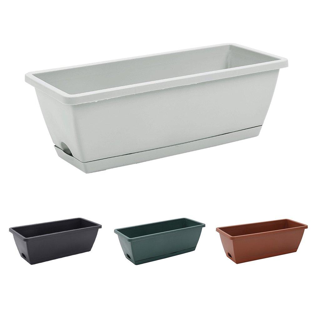 Grey-White - LIFE IDEAS - 10pcs Rectangle Garden Planter Set - 11