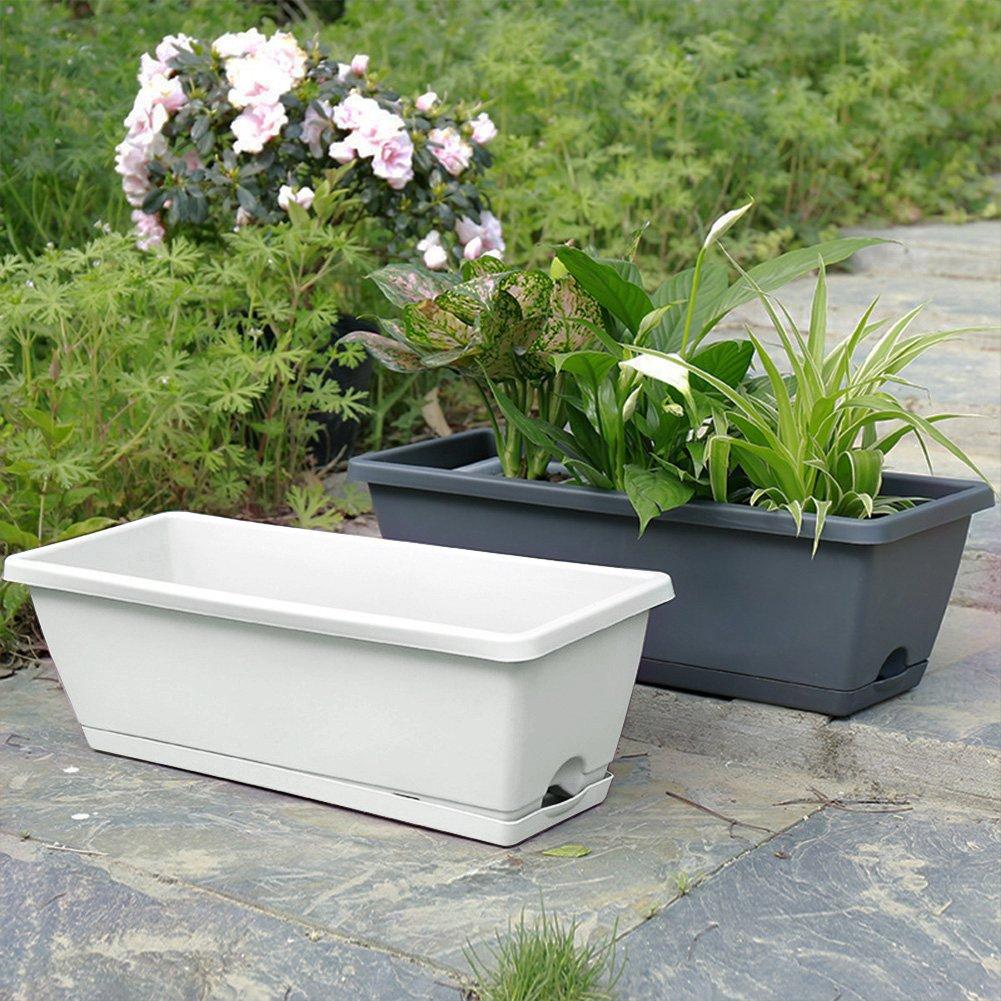 Grey-White - LIFE IDEAS - 10pcs Rectangle Garden Planter Set - 12