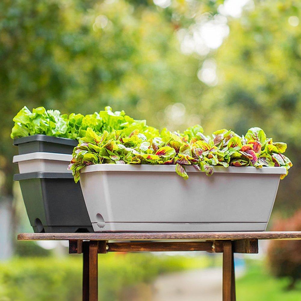 Grey-White - LIFE IDEAS - 10pcs Rectangle Garden Planter Set - 14