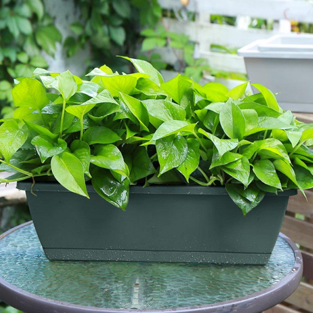 Dark Green - LIFE IDEAS - 10pcs Rectangle Garden Planter Set - 12