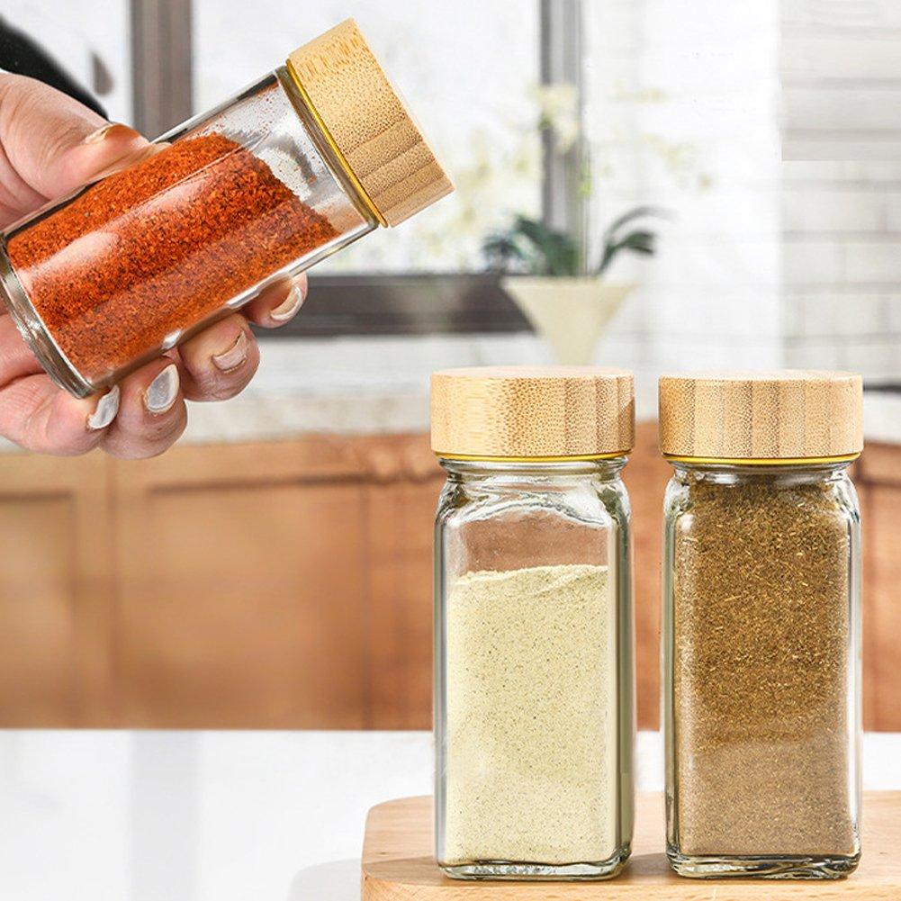 Clear - LIFE IDEAS - 12Pcs Glass Spice Jars with Bamboo Lids Kit - 3
