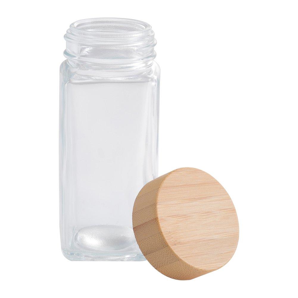 Clear - LIFE IDEAS - 12Pcs Glass Spice Jars with Bamboo Lids Kit - 7