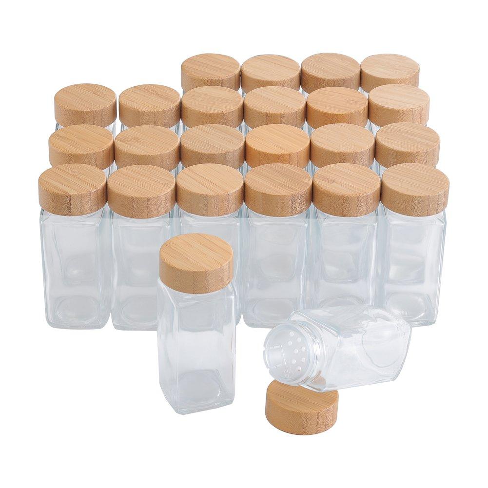 Clear - LIFE IDEAS - 12Pcs Glass Spice Jars with Bamboo Lids Kit - 8