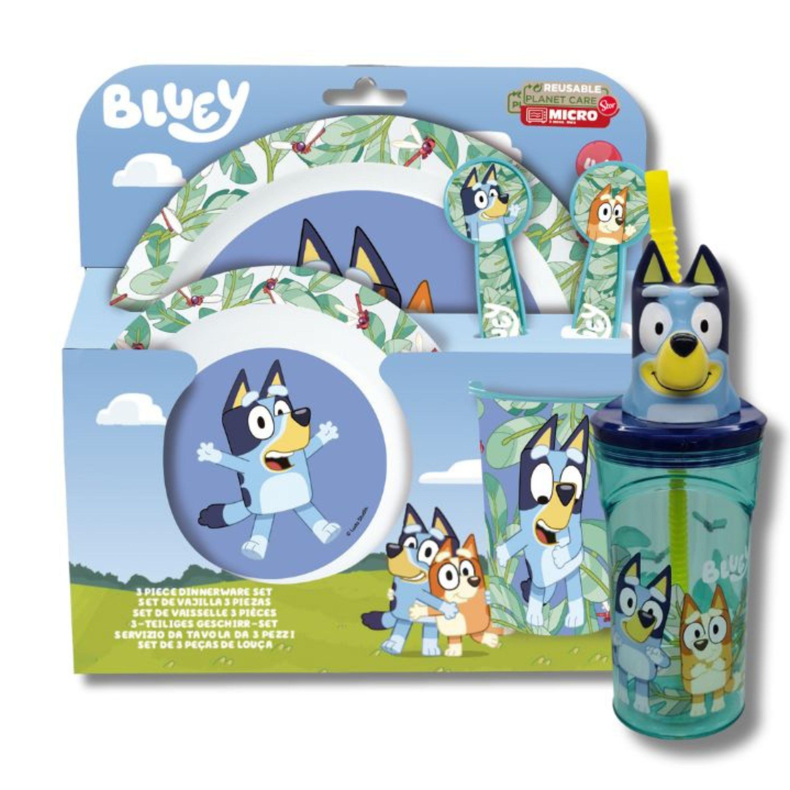98520(Blue) - Bluey - Dinner Set With 3D Bottle - 1
