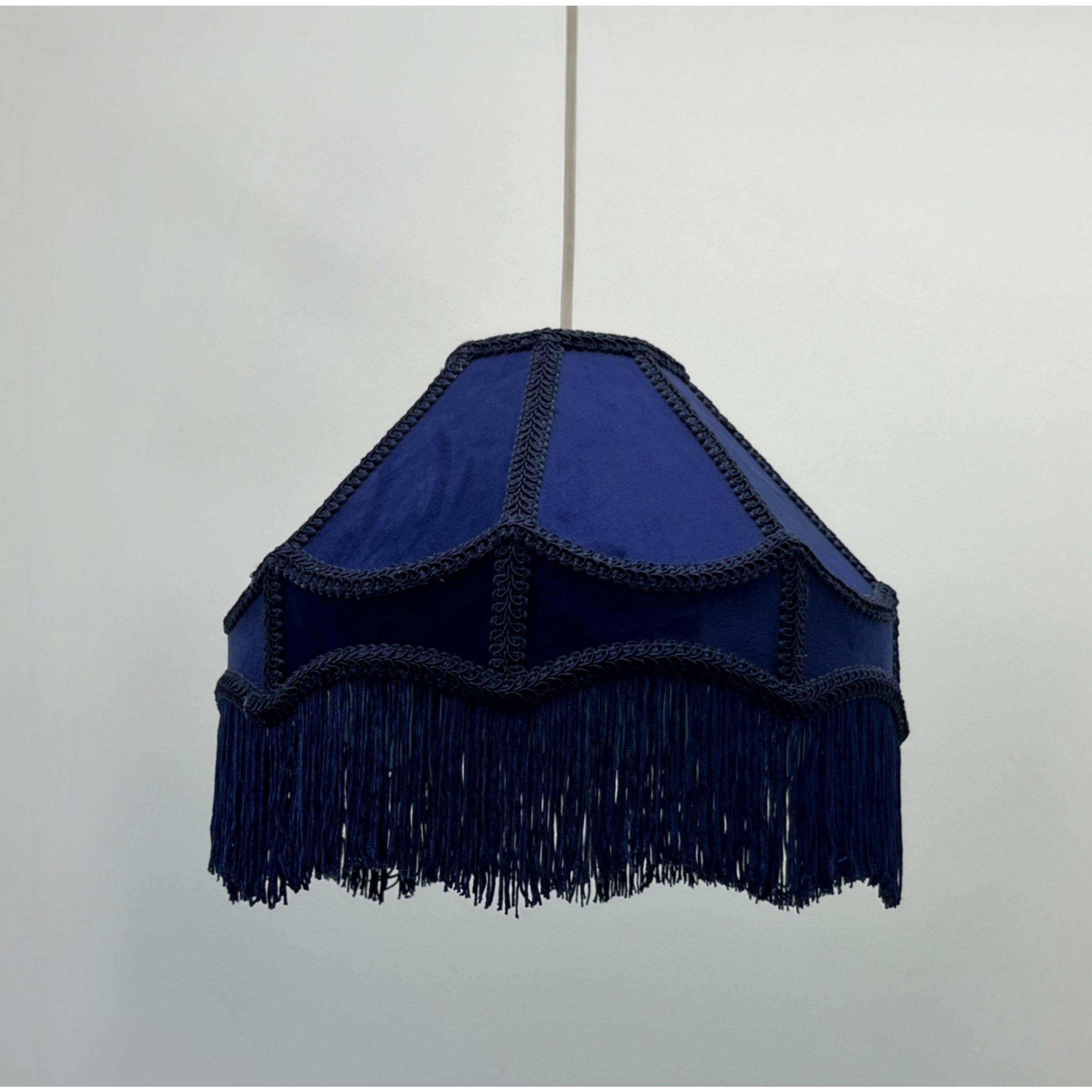 Navy - K Living - Tassle 10 Inch Navy Traditional Shade with Tassels - 2
