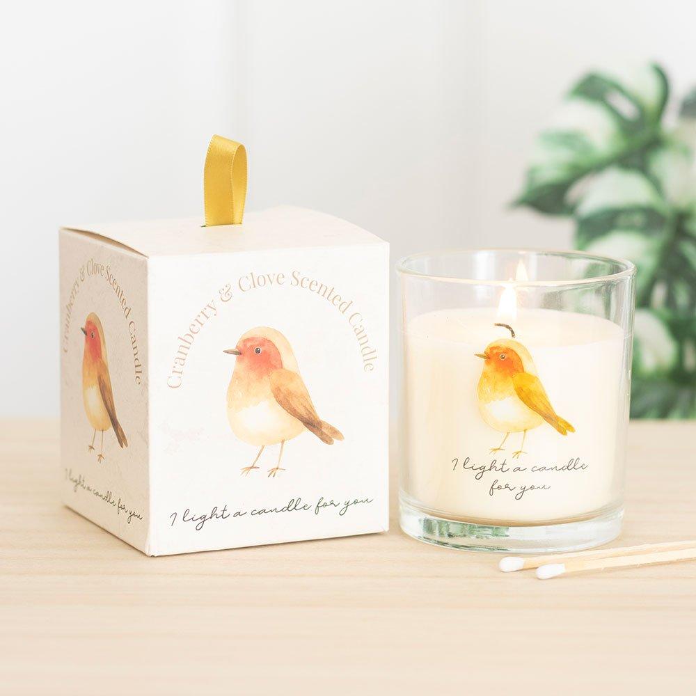 White - Something Different - Robin Remembrance Cranberry & Clove Candle - 1