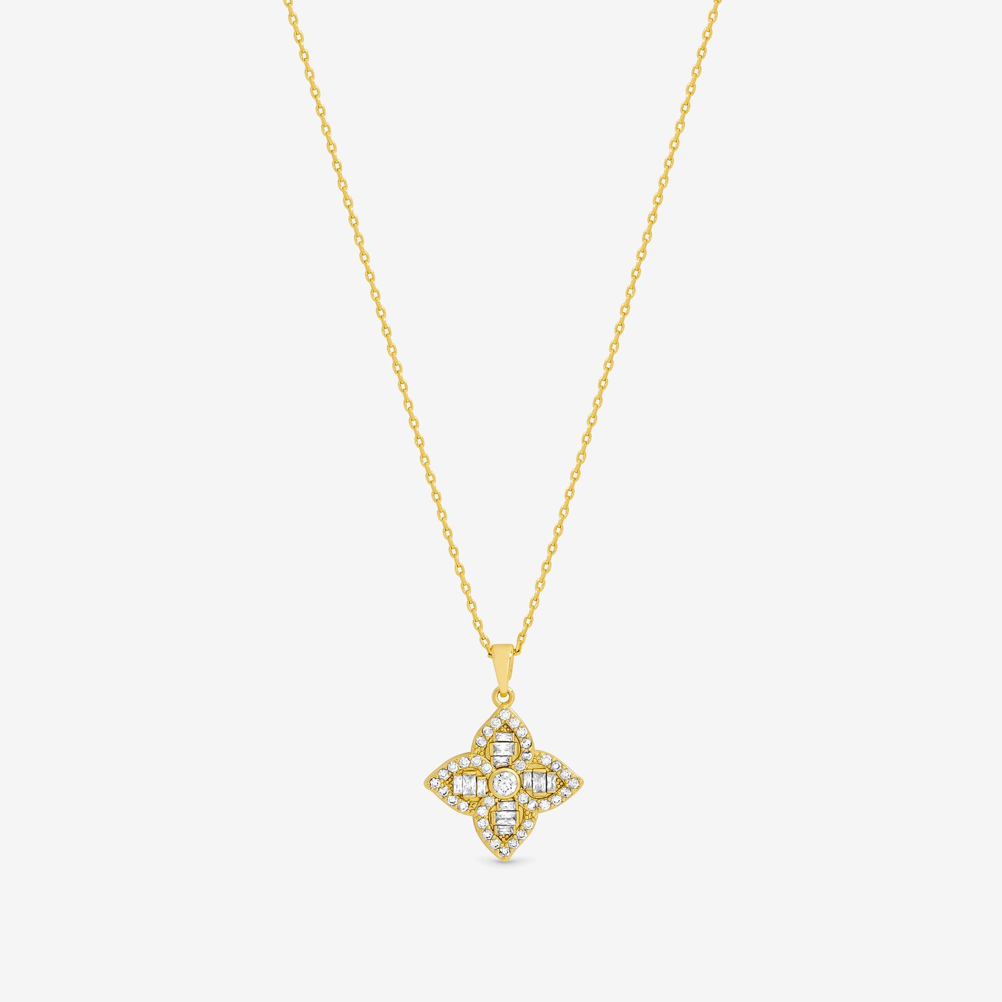 Jon Richard 18K Gold Plated and Crystal Clover Necklace