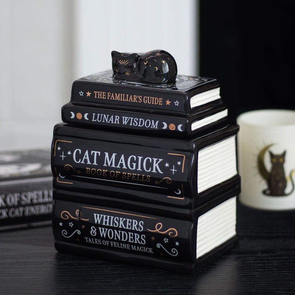 Black - Something Different - Black Cat Book Stack Oil Burner with Cat - 1