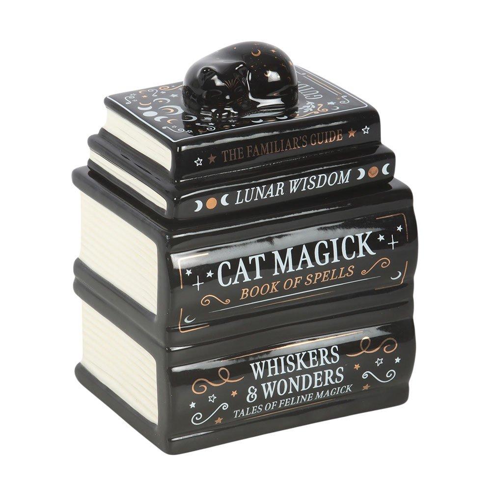 Black - Something Different - Black Cat Book Stack Oil Burner with Cat - 2