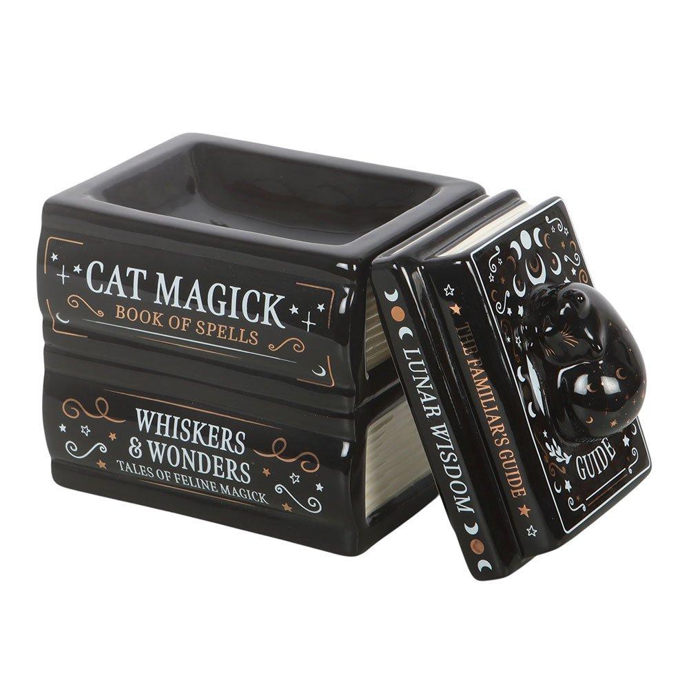 Black - Something Different - Black Cat Book Stack Oil Burner with Cat - 3