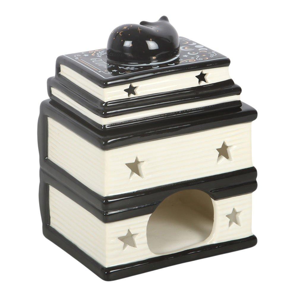 Black - Something Different - Black Cat Book Stack Oil Burner with Cat - 4