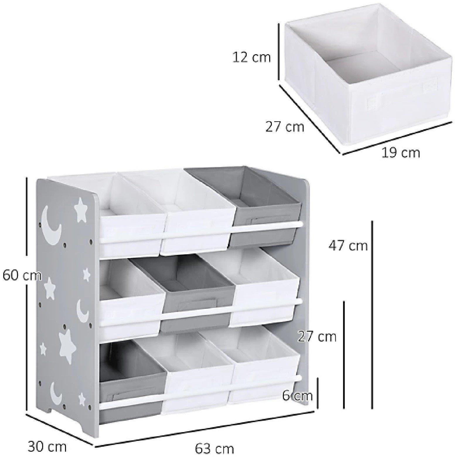 Grey - HOMCOM - Kids Storage Rack with Nine Removable Baskets - 2