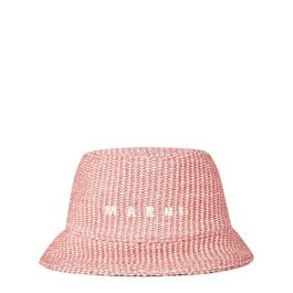 Marni Pink Raffia Bucket Hat