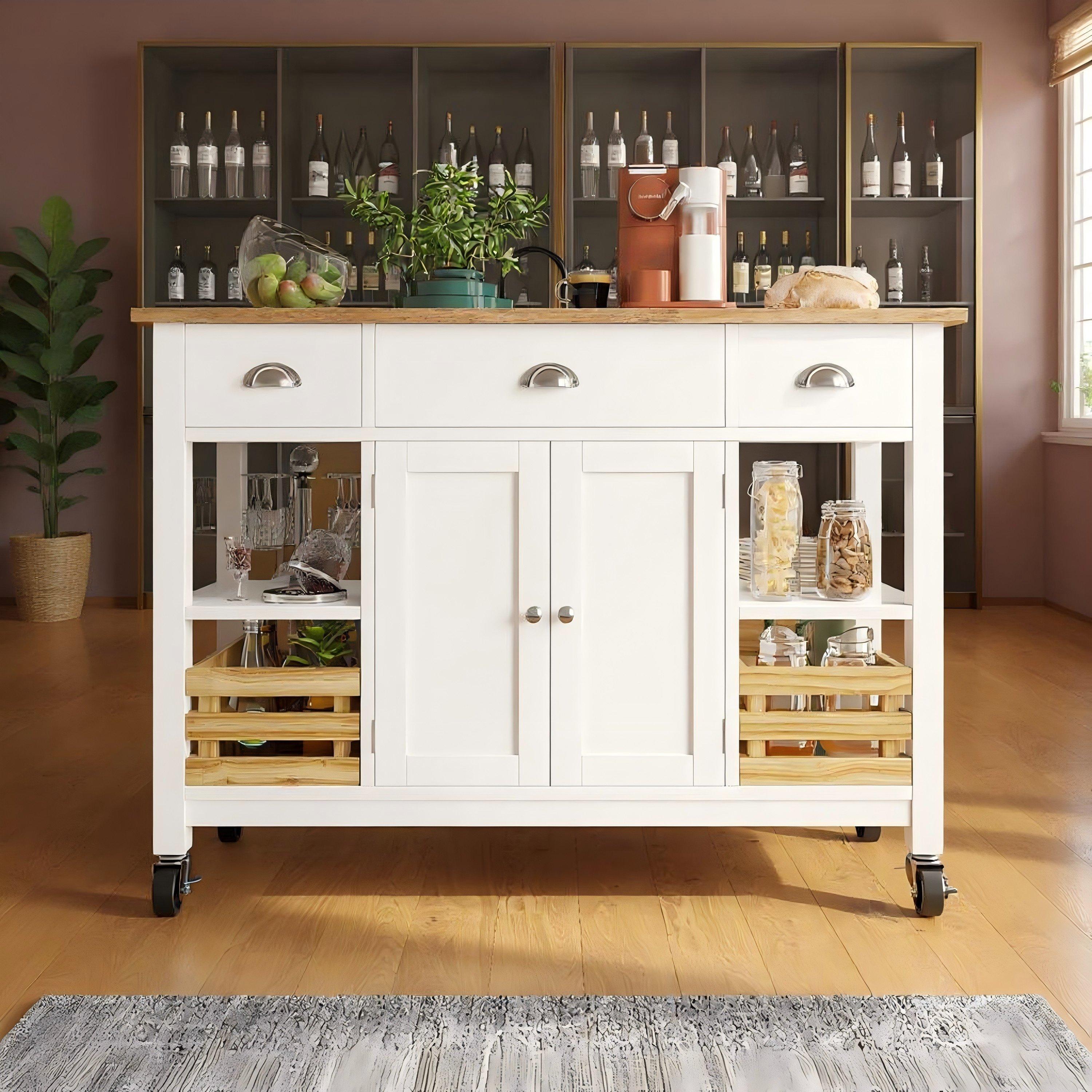 White - Urban Meuble - Modern Storage Basket Cart Urban Style Versatile - 1