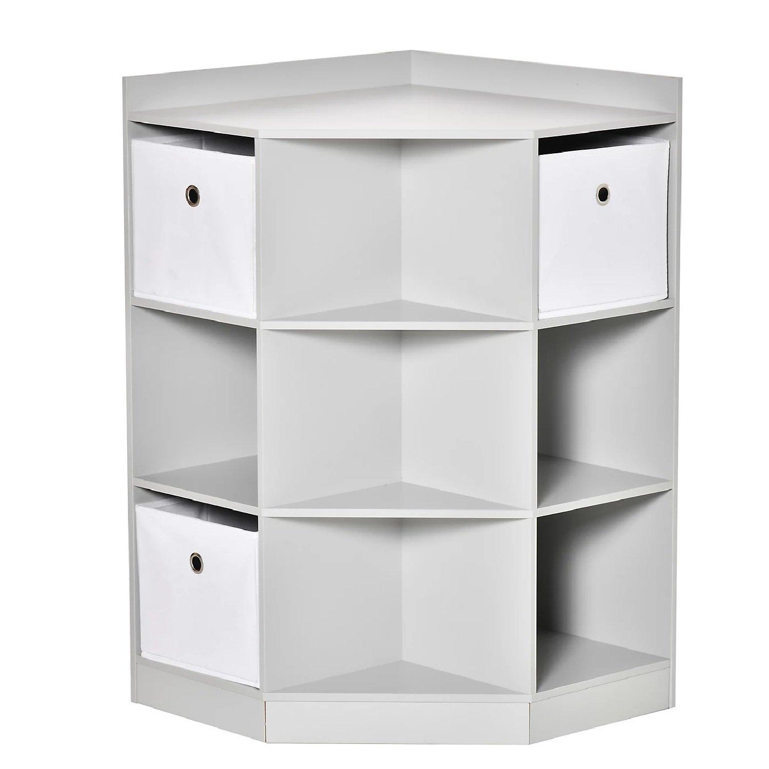 Grey - HOMCOM - Kids Bookcase 3 Tier Toy Organiser Storage Unit - 2