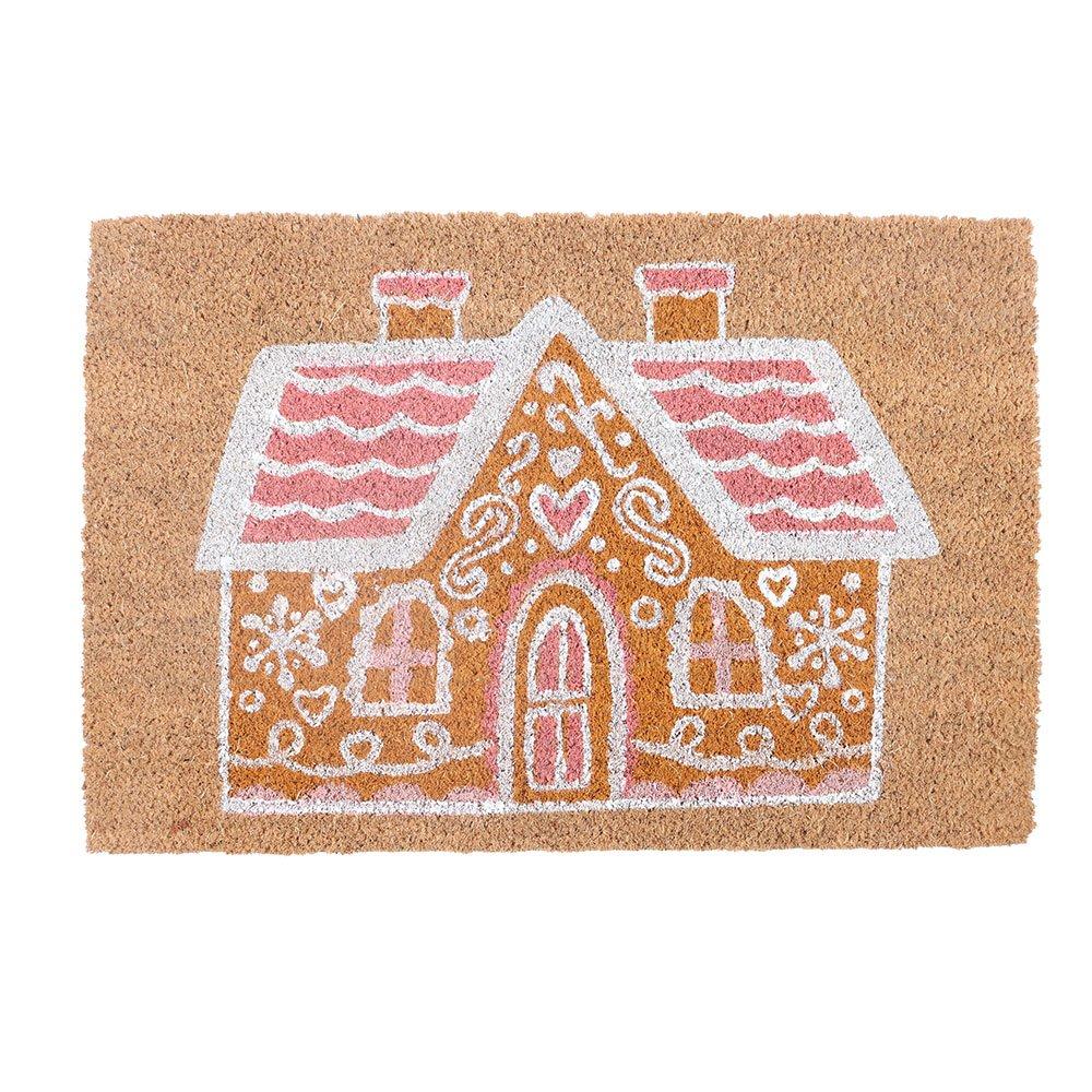 Pink - Something Different - Natural Pink Gingerbread House Doormat - 2