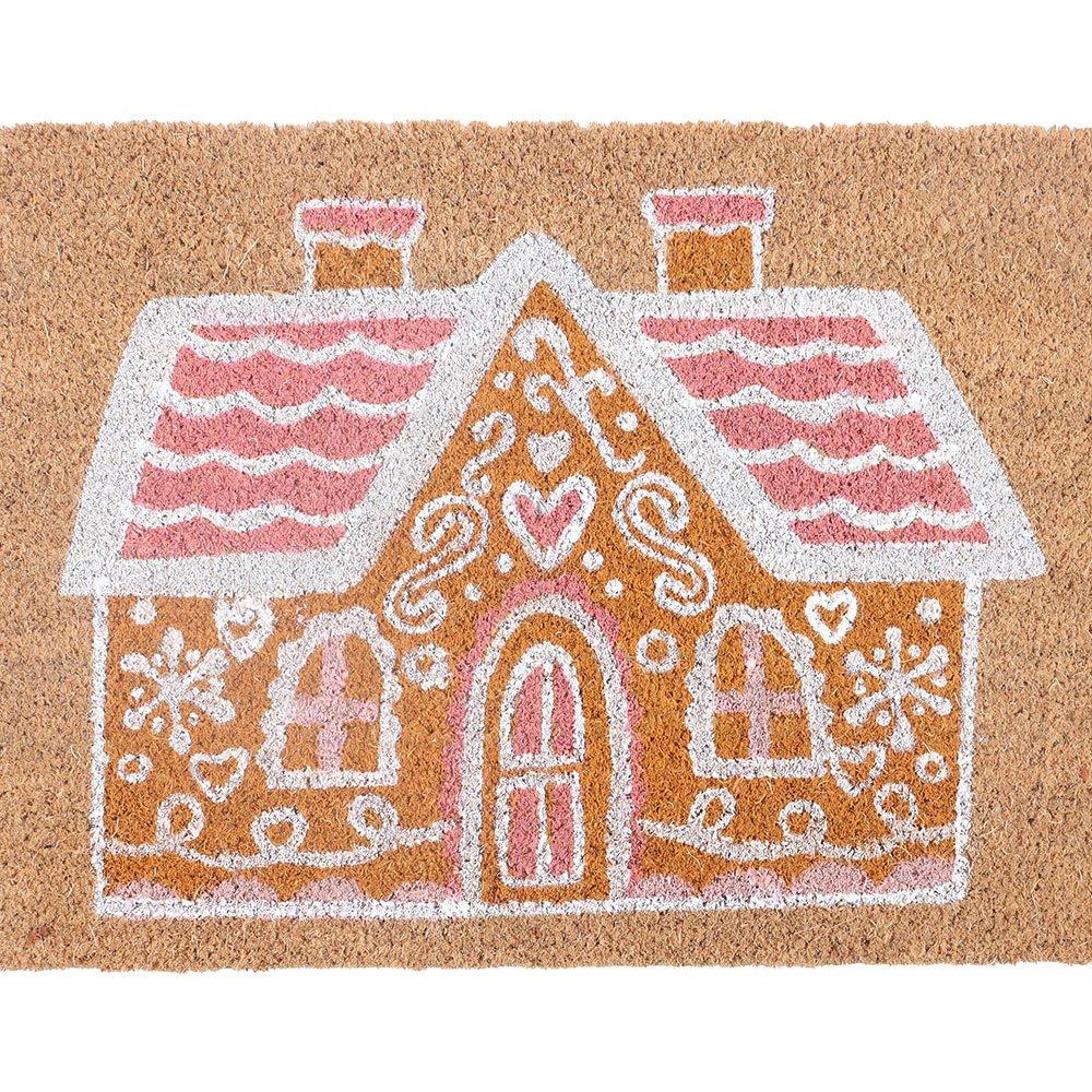 Pink - Something Different - Natural Pink Gingerbread House Doormat - 3