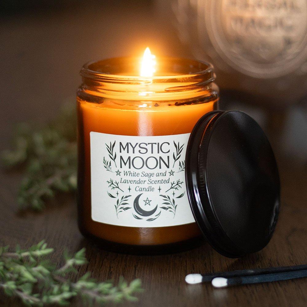 Brown - Something Different - Mystic Moon Sage & Lavender Amber Glass Candle - 1