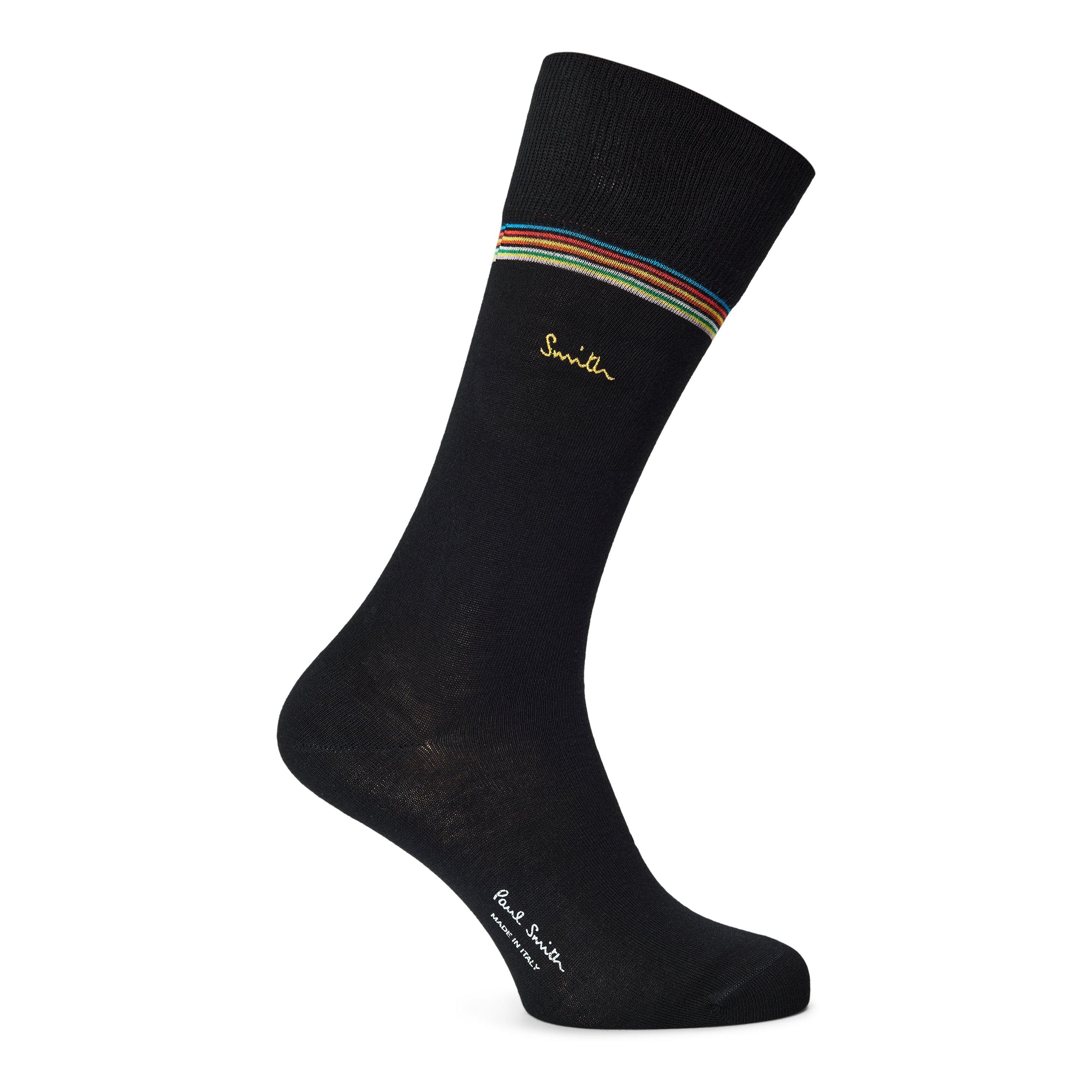 BLACK - Paul Smith - PS SOCKS GLD LGO STRPE - 1