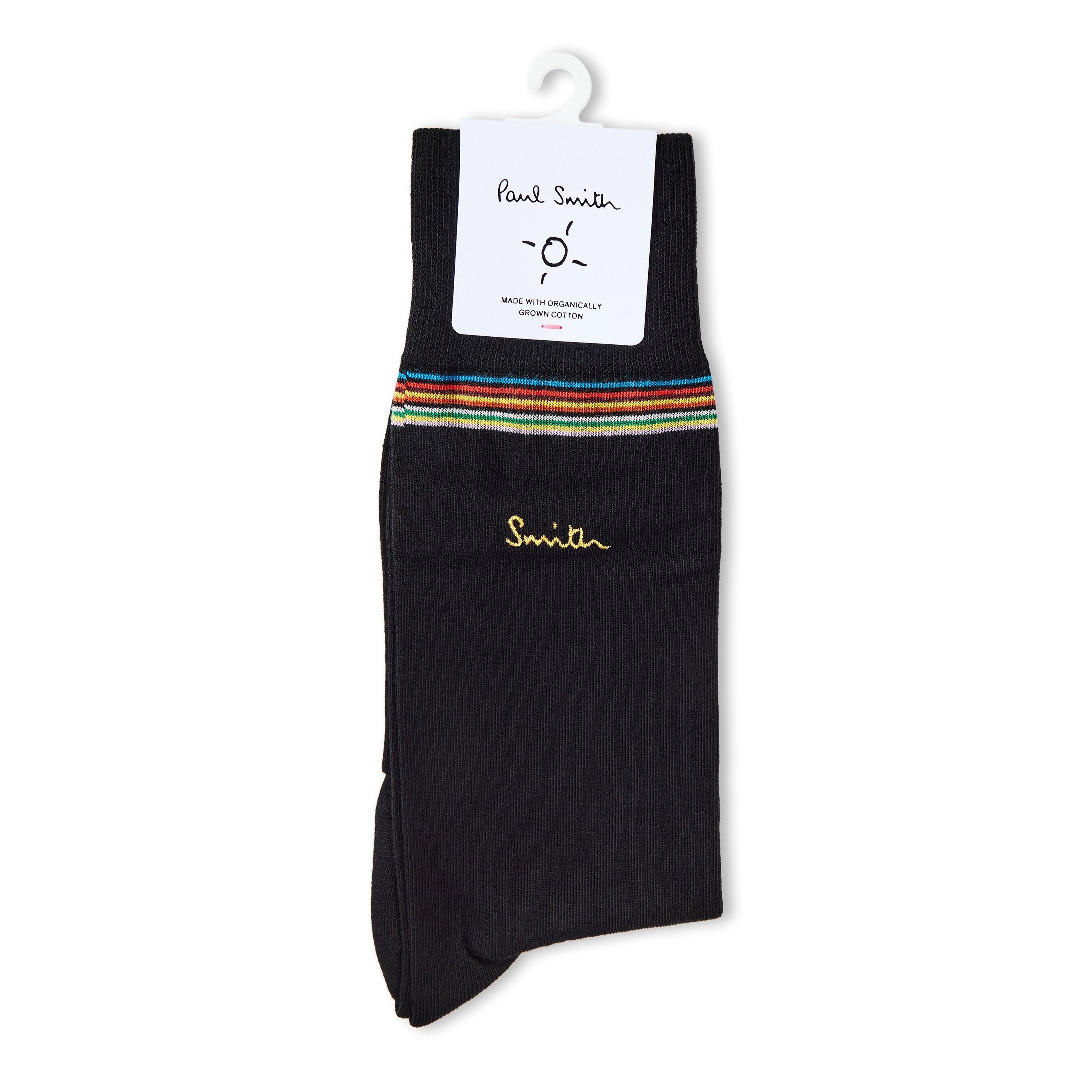 BLACK - Paul Smith - PS SOCKS GLD LGO STRPE - 2