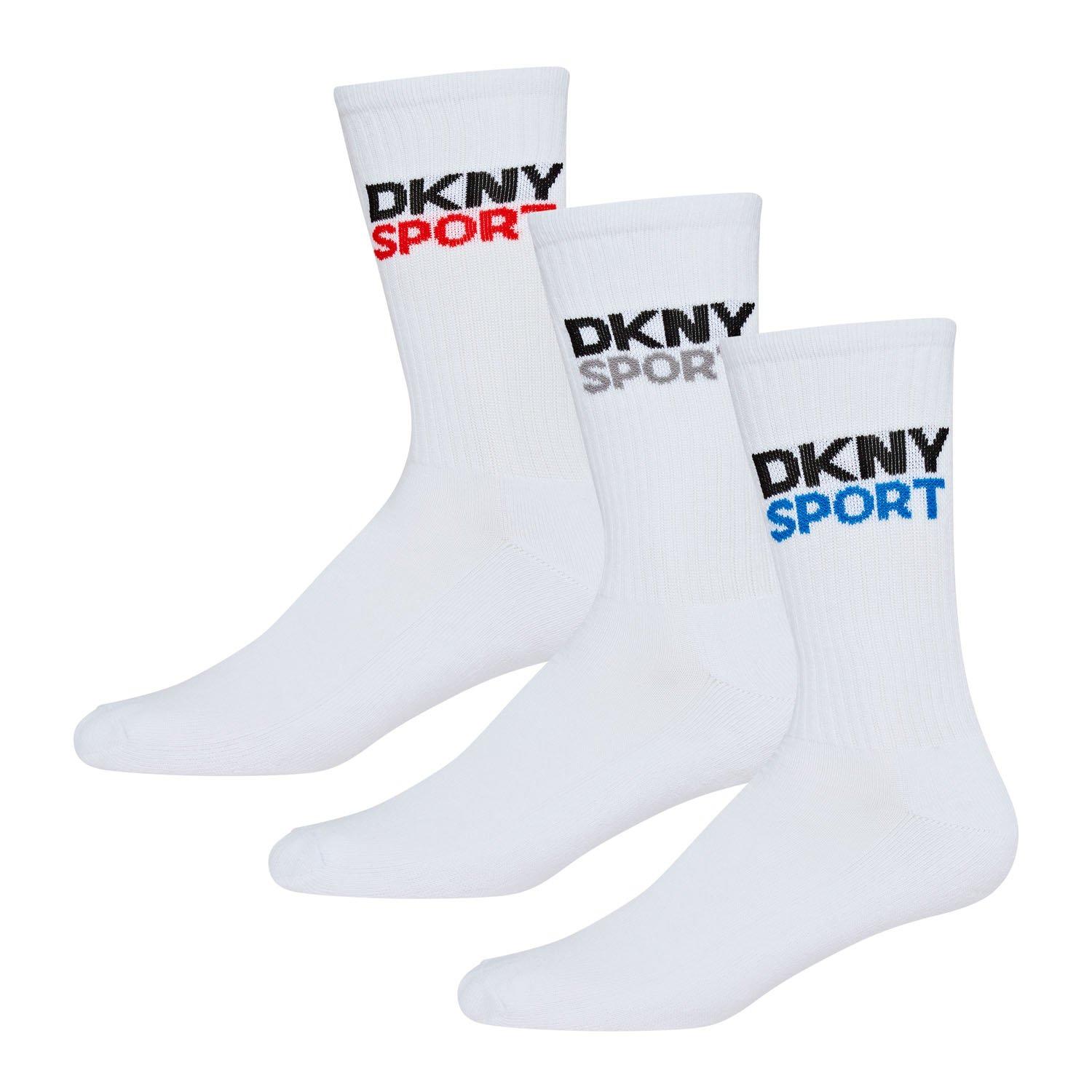 Dkny Men's 3 Pack Sport Socks Dogwood - White - Mens 7-11