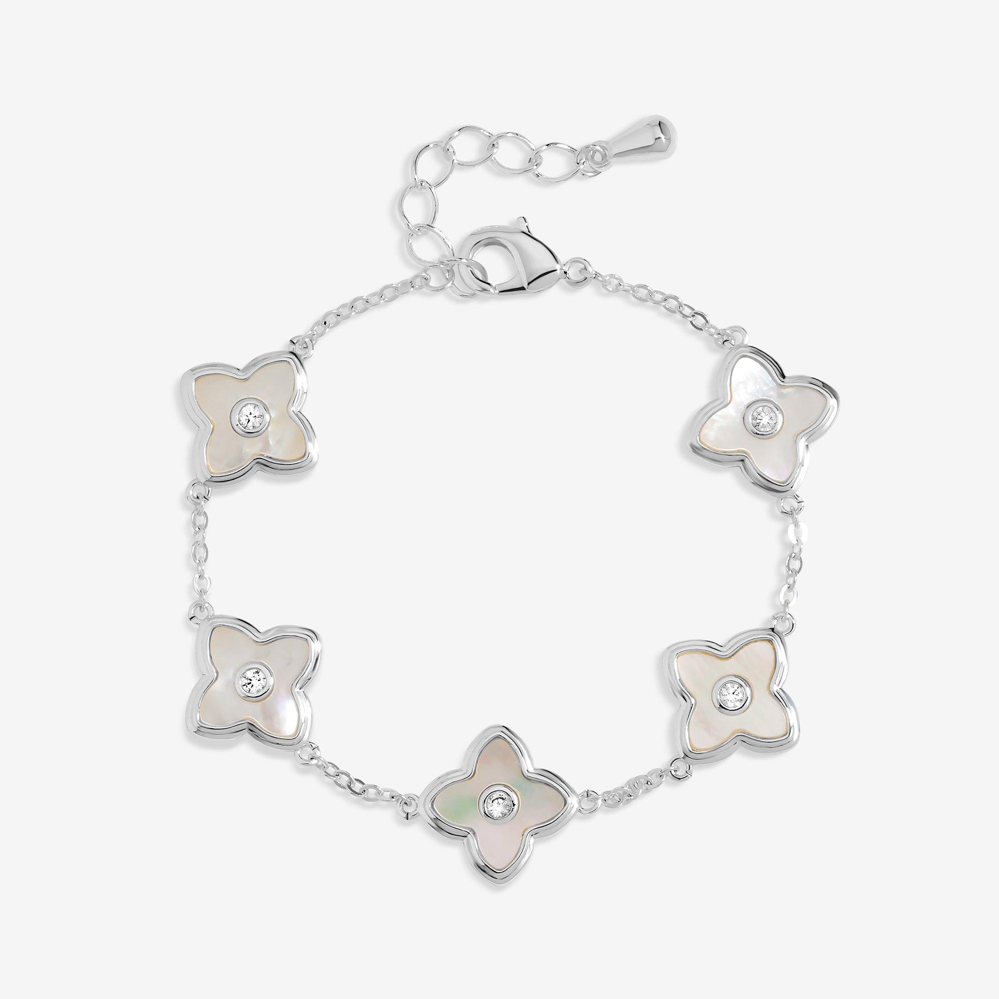 Silver - Jon Richard - Silver Plated and Mother of Pearl Clover Bracelet - 1