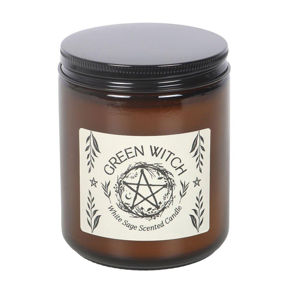 Brown - Something Different - Green Witch White Sage Amber Glass Candle - 2