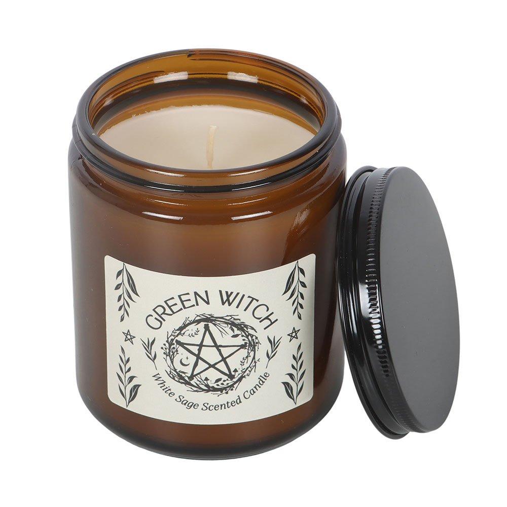 Brown - Something Different - Green Witch White Sage Amber Glass Candle - 4