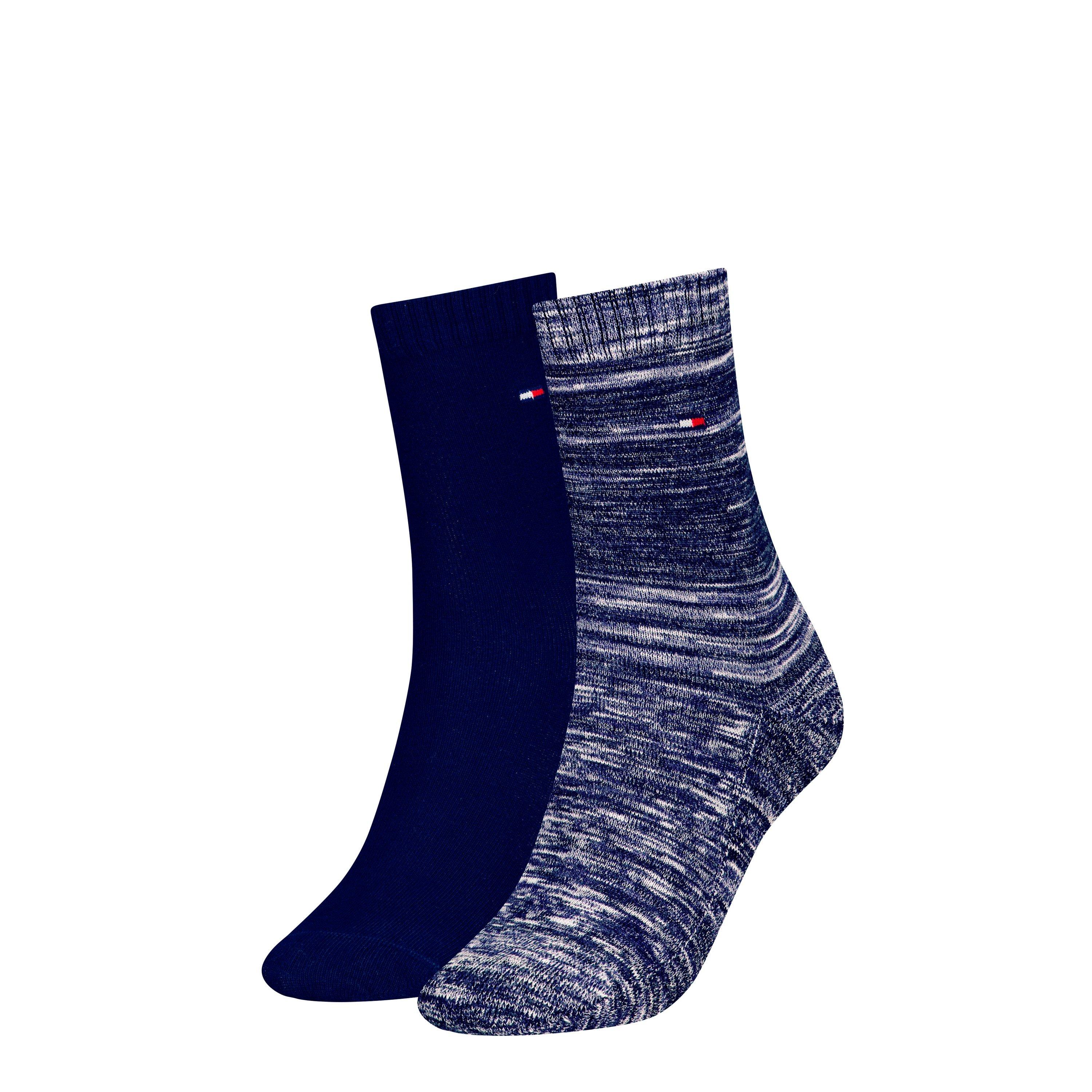 Tommy Hilfiger Women's Embroidered Trainer Socks 2-Pack - Navy - Wmns 6-8