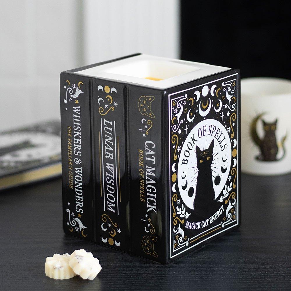 Black - Something Different - Black Cat Book of Spells Oil Burner and Wax Warmer - 1