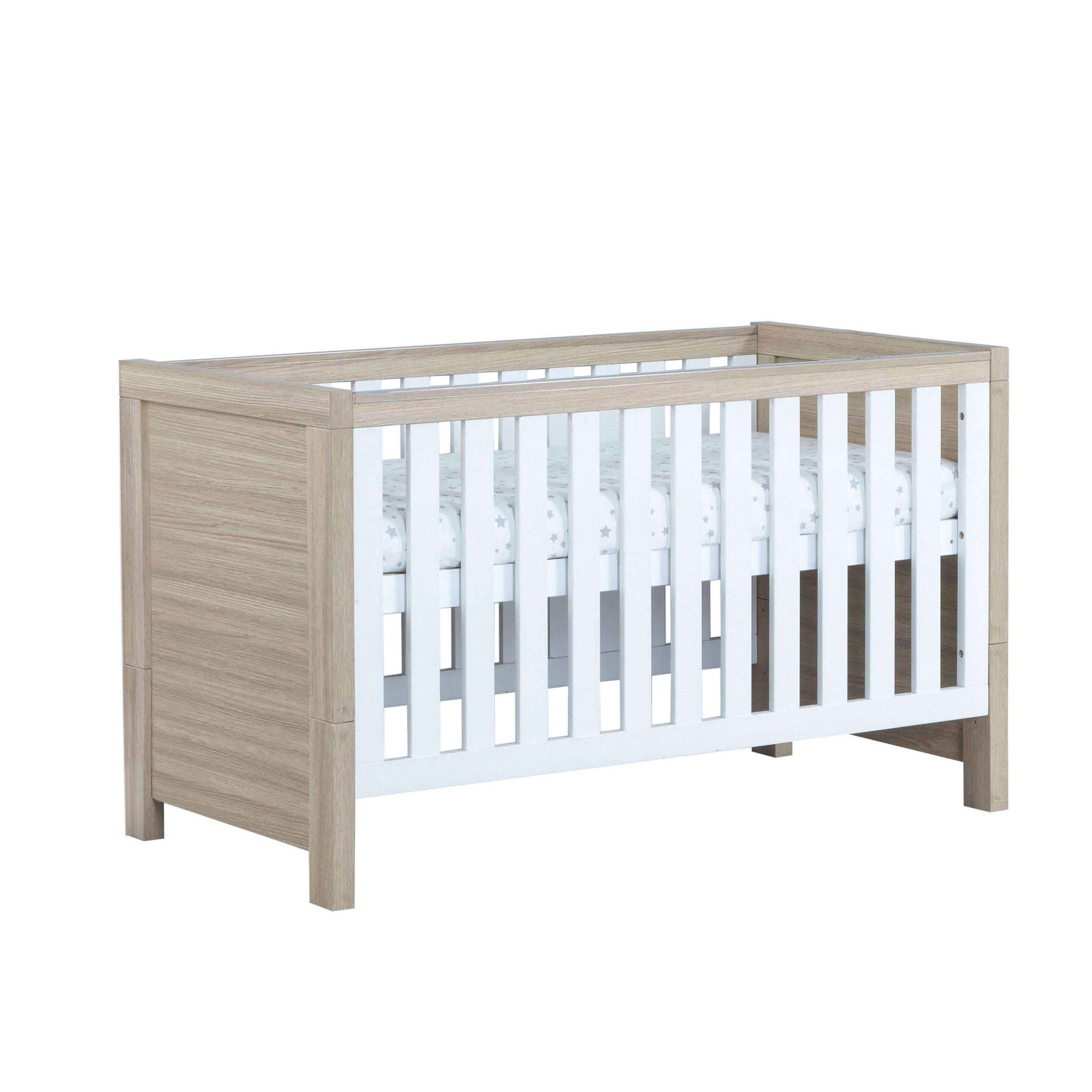 Oak White - Babymore - Babymore Luno Cot Bed - 1