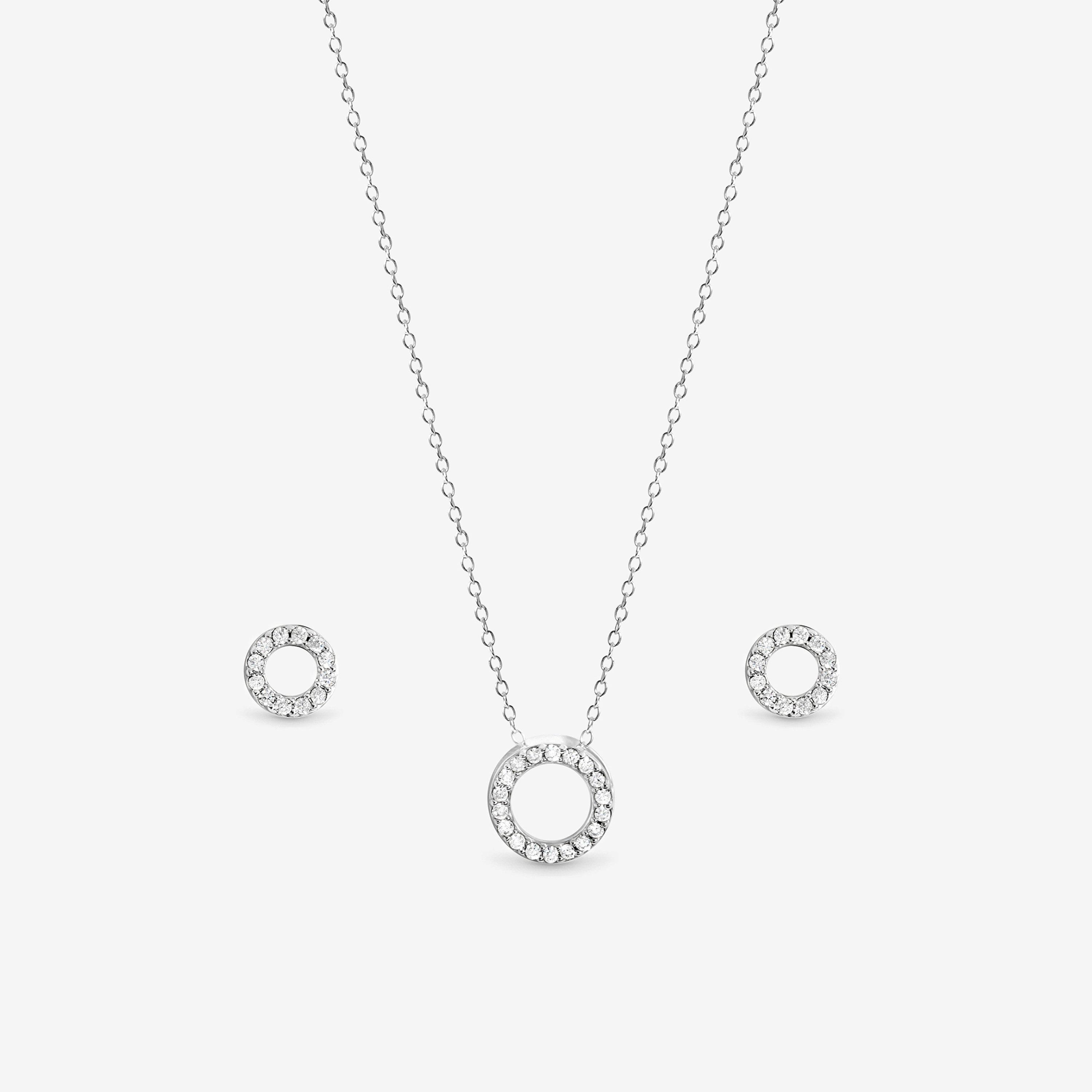 Silver - Simply Silver - 925 Sterling Silver Plated Open Circle Set - 2