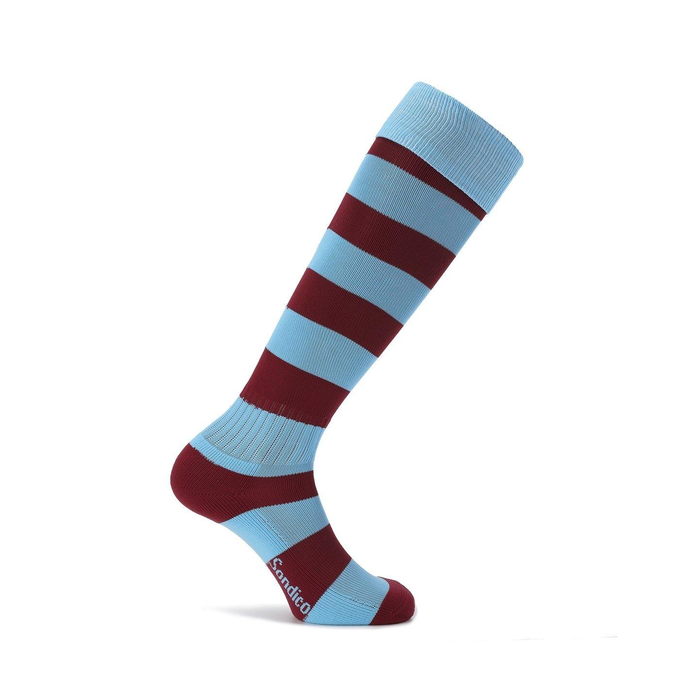 Sondico Men's Football Socks - Burgundy/Sky - Mens 7-11