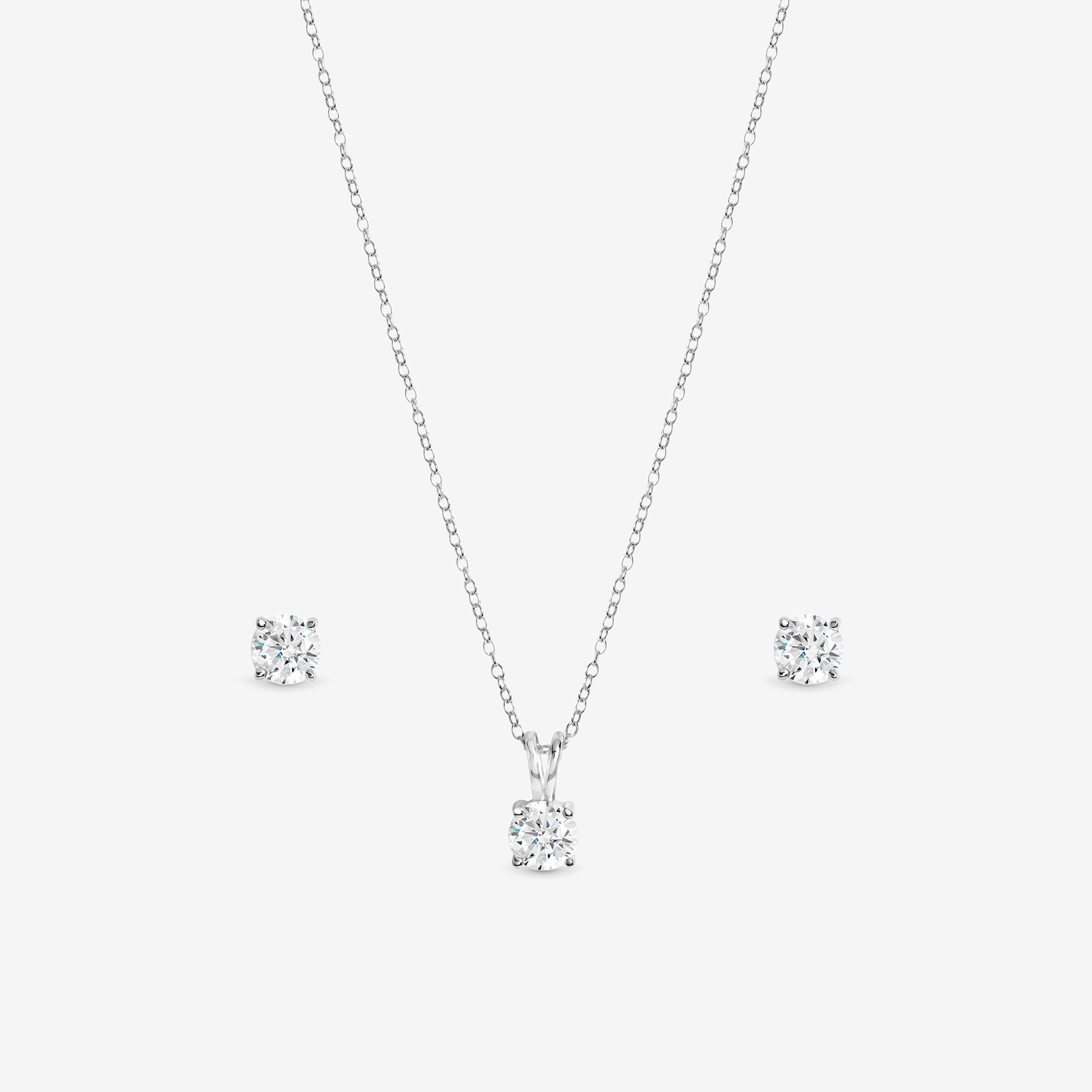 Silver - Simply Silver - 925 Sterling Silver Plated Solitaire Set - 2
