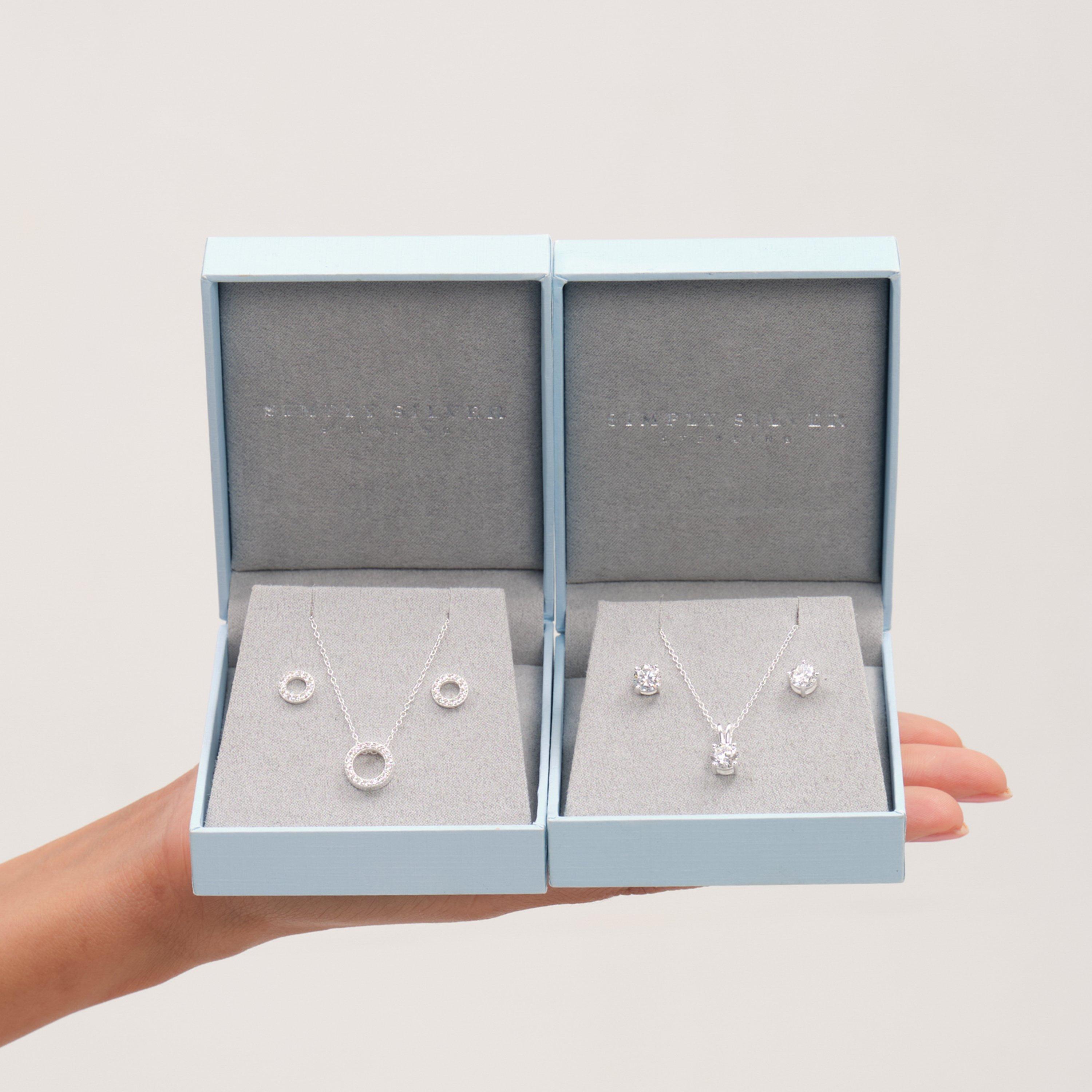 Silver - Simply Silver - 925 Sterling Silver Plated Solitaire Set - 3