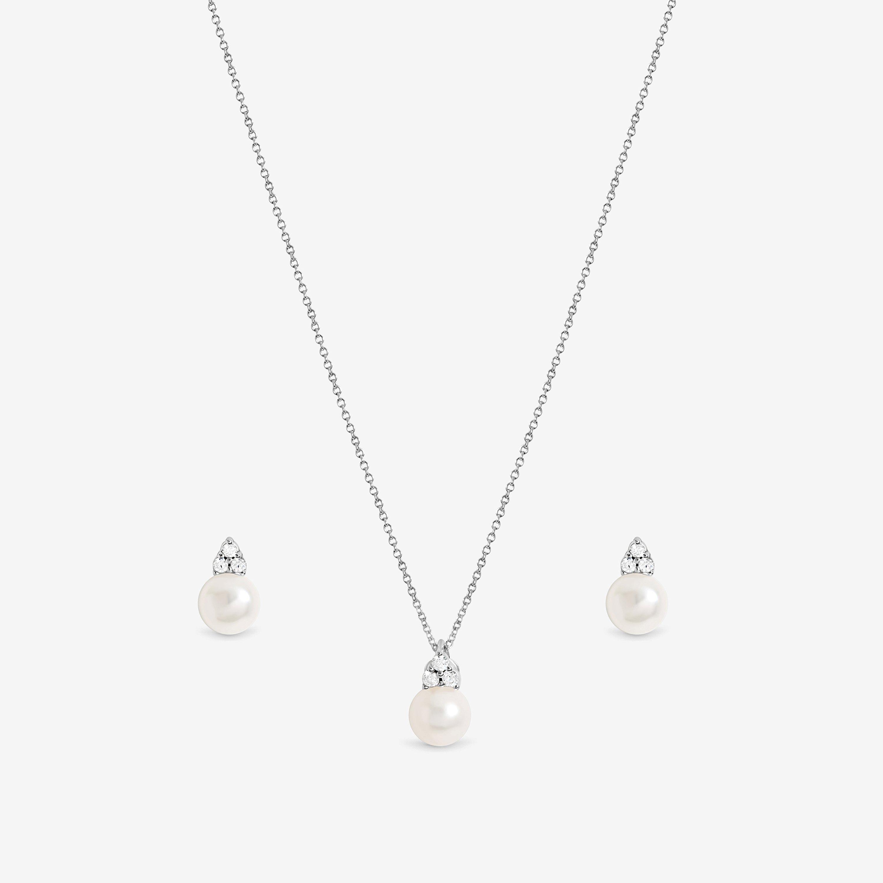 Silver - Simply Silver - 925 Sterling Silver Plated Freshwater Pearl Set - 2
